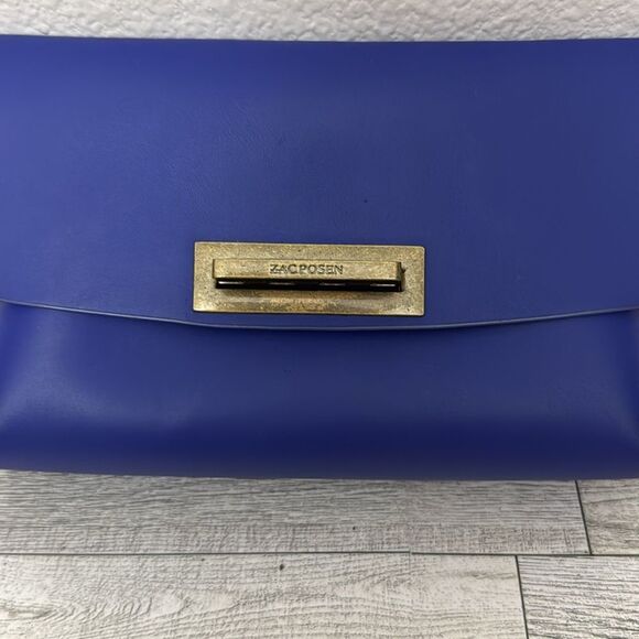 Zac Posen Eartha Cobalt Blue Folded Gusset Leather Crossbody With Dustbag - Picture 11 of 15